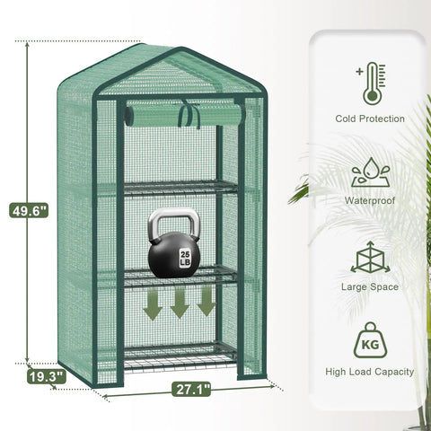 Portable 3 Tier Plant Greenhouse For Indoor And Outdoor Use With Heavy Duty Powder Coated Steel Frame And Durable PE Cover, Ideal Seedling Starter Rack For Small Spaces And Busy Indoor Gardens