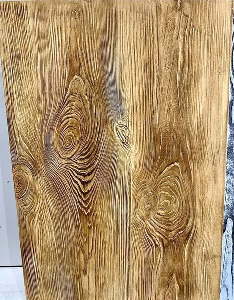 Wooden plank with grain texture printed using Concrete Texture Stamp Polyurethane Mat For Printing On Cement Boards And Wooden Planks Easy To Use Premium Australian Polyurethane No Release Grease Needed Unique Design For Pro Looking Finishes.