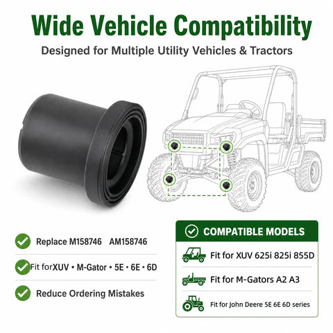 Eight Pack Upper Lower A Arm Bushings Heavy Duty Rubber Suspension Upgrade For Utility Vehicles. Compatible bushing for John Deere.