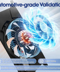 Engine Cooling Radiator Fan Assembly With Brushless Motor And Factory Shroud For Ford Focus Battery EV and 2 Point 0 Liter Engines direct swap, showcasing motor and fan design.