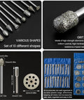 Diamond Burr Set For Rotary Tools 32Pc Kit With Diamond Grinding Bits For Dremel Carving Engraving Masonry Stone Glass Tile