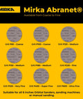 Image showing a variety of grit options for Six Inch Dust Free Sanding Discs With Hook And Loop Mesh For Orbital Sanders.