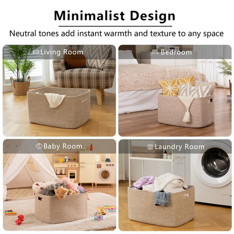 Spacious Brown Cotton Rope Basket Provides Solid Game Changing Storage For Family Areas Woven Tub Carries Heavy Comforters Fluffy Towels Playroom Toys Fast Daily Declutter And Lazy Sunday Vibes