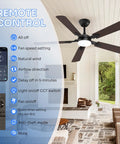 52 Inch Modern Ceiling Fan With Lights And Remote Control, Quiet DC Reversible Motor, Noiseless Performance, 3CCT LED Lighting