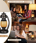 Set of 2 Rustic Farmhouse Table Lamps for Living Room and Bedroom, 3 Way Dimmable Touch Lamps with LED Lantern Night Light