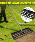 Pro Grade Lawn Leveling Rake With 17 By 10 Inch Stainless Steel Head And 6.5 Foot Adjustable Handle Dual Roller Design
