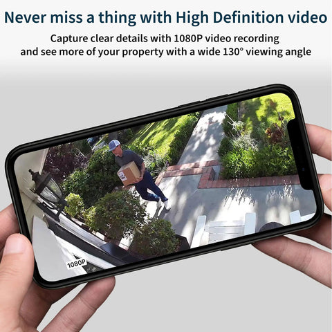 Smartphone displaying 1080p feed from Two Pack Wireless Security Cameras With 1080p HD Video, Color Night Vision, Two Way Audio, Wire Free