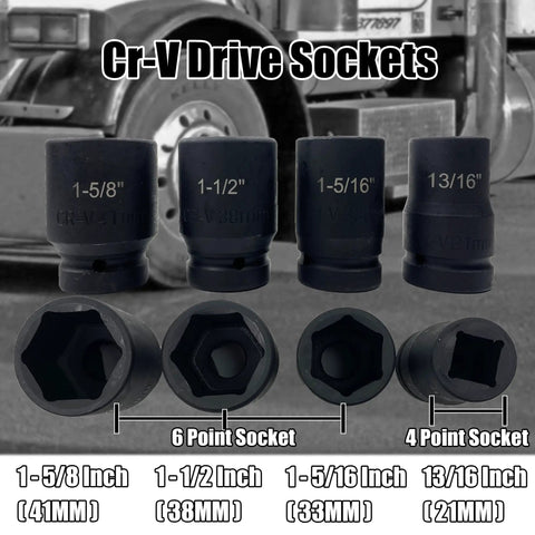 Heavy Duty Torque Multiplier Wrench Set With Cr V Sockets 1 5 16 To 1 5 8 Inch 4800 Nm Peak 3540 Ft Lb 1 64 Gear Ratio Lug Nut Remover For Semi Trucks RVs Workhorse Tool, Cr-V sockets 1-5/8 to 13/16 inch
