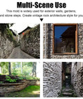 Various exterior stone structures demonstrating uses of Dope Slate Texture Polyurethane Stamp Mat For Concrete Stamping 400x200x15mm Pro Grade Durable Cement Pattern Tool With Easy Grip Handles And Seamless Reusable Surface For Custom Slab Projects