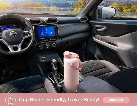 26 Oz Stainless Steel Insulated Water Bottle With 2 In 1 Straw And Spout Lid Keeps Drinks Ice Cold All Day Leak Proof in car cup holder