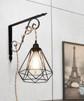 Black Metal Cage Lampshade For Pendant Light Kit 3 Pack Dope Vintage Diamond Wire Fixture Industrial Style Rustic Farmhouse Decor