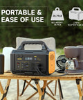 Backyard Boss 1000W Portable Power Station 1024Wh Solar Generator with AC USB C ports on a table outdoors.