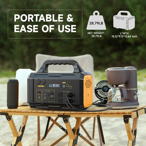 Backyard Boss 1000W Portable Power Station 1024Wh Solar Generator with AC USB C ports on a table outdoors.