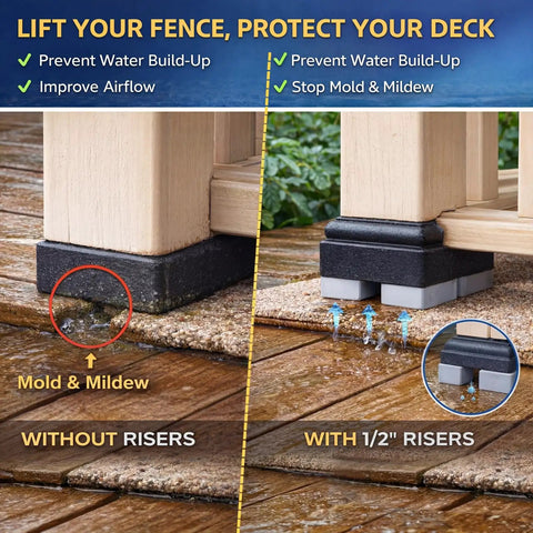 32 Piece Pontoon Fence Riser Kit One Half Inch Rail Spacers For Pontoon Boats Nylon Gray Elevate Deck Rails Comparison