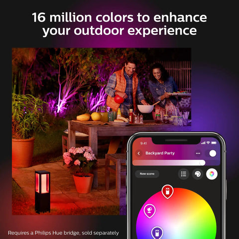 Econic Square Outdoor Smart Wall Light Black With White And Color Ambiance LED Color Changing Light Weatherproof 1 Pack