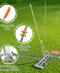 Two In One Lawn Leveling Rake With Dual Flat And Serrated Sides, Heavy Duty Stainless Steel, ergonomic grip, adjustable handle