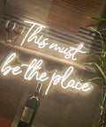 Large 43.7x8 Inch Neon Sign LED Wall Decor for Wedding Bar Office Cafe Party, bright "This must be the place" sign