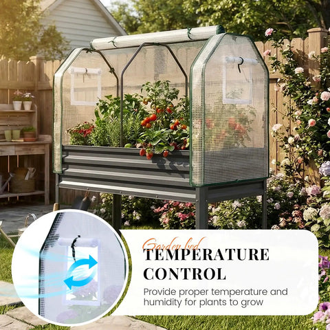 Raised Garden Bed With Cover And Legs For Outdoor Use Galvanized Elevated Planter Box 48 By 24 By 56 Inches 700 Lb Capacity