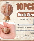 Boho Wood Dresser Knob Set With 10 Screws And Small Wrench Dense Leaf Pattern Resin Cabinet Knobs shown with size details