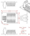 Technical diagram of 30 Amp 48V 2 By 6 Position Screw Terminal Block Distribution Module For Easy Install, A And B Blocks, 7.62mm Pitch