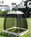 Pop Up Screen House Gazebo Igloo Canopy with Mosquito Netting Sides Instant UV Resistant Sun Shelter for Backyard Hangout Garden Patio Beige 6 by 6 Feet Lightweight Portable Easy Set Up No Tools Needed.