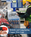 Technician using Copper Wire Lugs Assortment Kit with 130Pcs AWG 2 4 6 8 10 12 Battery Cable Ends and 66Pcs Heat Shrink Tubing