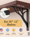 Heavy Duty Black 10 Inch Shelf Brackets Set Of 4 With Included Hardware Iron L Shaped Floating Shelf Supports dimensions