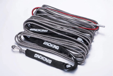 Coiled Synthetic Winch Cable Rope 3/8 Inch By 85 Feet With Black Protective Sleeve For Off Road 4x4 Trucks Jeeps SUVs Boats