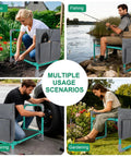 2-In-1 Garden Kneeler And Seat Foldable Bench With Non-Slip EVA Foam Pad Storage Pouches Glove Included used in various scenarios: patio, fishing, repairing, gardening.