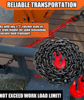 Beefy Half Inch G80 Trailer Tow Chain Ten Foot With Red Clevis Grab Hooks EP Black Finish 12000 LB WLL Logging Chain