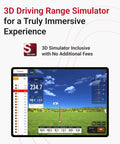 Pro Grade Golf Launch Monitor And 3D Driving Range Simulator display screen with real-time data interface