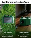 Dual charging options for Solar Ultrasonic Animal Repellers With Motion Sensor And LED Lights 4 Pack Waterproof Outdoor Deterrent