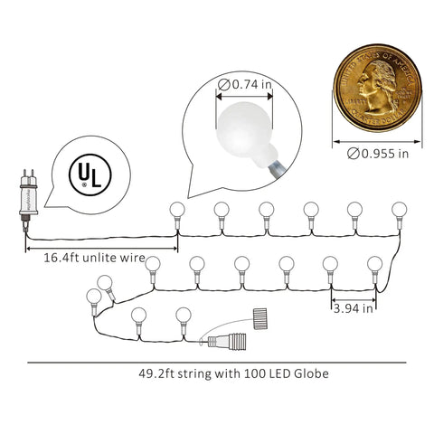 Diagram of Warm White LED Globe String Lights For Indoor Decor Create Cozy Vibes With Tiny Glass Orbs Ideal For Bedrooms