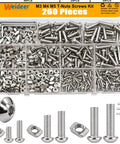 260 Piece T Nuts And Screws Kit For M-LOK And 2020 Aluminum Profiles, includes M3, M4, M5 T-nuts and hex wrenches.