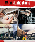 Four images showing the use of Master Torx Bit And External Torx Socket Set 60 Piece Drive for automotive and machinery tasks.