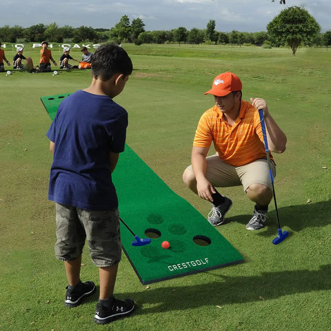 Putting Mat Golf Set With Two Adjustable Putters Six Golf Balls Twelve Hole Covers for outdoor practice on grass