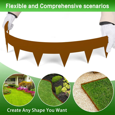 33 Feet Pre Rusted Corten Steel Landscape Edging No Dig Metal Garden Border 10 Pack Weathering Steel Interlocking Strips