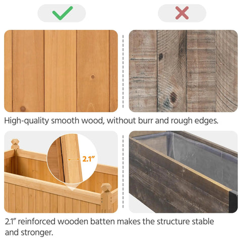 Two Pack 46 Inch Raised Garden Bed Kit Wooden Rectangular Planter For Outdoor Yard And Greenhouse Low Maintenance And Perfect For Vegetables Flowers And Herbs Light Brown Finish Durable Fir Wood
