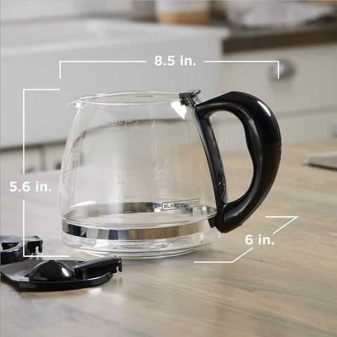 Replacement 12 Cup Coffeemaker Carafe With Black Handle For 12 Cup Programmable Models DLX1050B DE755B DCM100B CM1050B