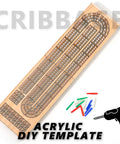 Clear Acrylic Cribbage Board Template Kit With Twelve Colorful Counting Pegs For Game Night Essentials size 9.5 x 38 cm.