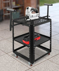 Built Tough Rolling Planer Stand With Height Adjustable Work Table And Double Storage Shelves Makes A Killer Woodworking Workstation with jigsaw.