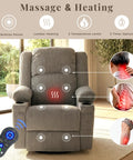Ultimate 360 Degree Swivel Rocker Recliner With Heat And Massage showing massage points and remote control.
