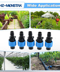 Drip Tape Connector Set 50 Pcs 1/2 Inch Barb Fittings For 5/8 Inch Drip Tape Sprinkler in vegetable garden