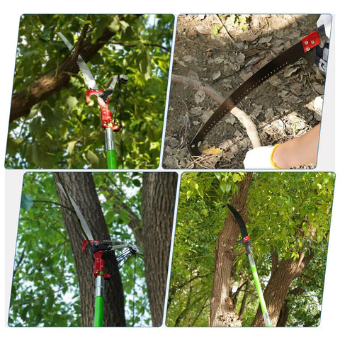 Extendable 30 Ft Manual Pole Saw Workhorse With Pruner Blade And Scissors Set Nine Fiberglass Poles for tree pruning