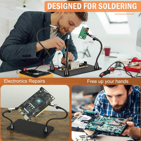 Extra Magnetic Soldering Third Hand With Alligator Clips 4 Gooseneck Arms Soldering Station PCB Board Holder Tool Non Slip Base