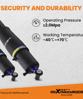 Close-up of Beefed Up Rear Air Shock Suspension Struts Fit Cadillac Escalade Chevy Tahoe Suburban 1500 GMC Yukon 2000 2014 with specs