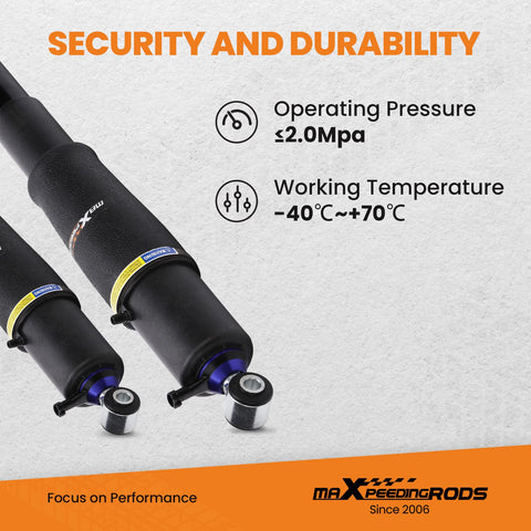 Close-up of Beefed Up Rear Air Shock Suspension Struts Fit Cadillac Escalade Chevy Tahoe Suburban 1500 GMC Yukon 2000 2014 with specs
