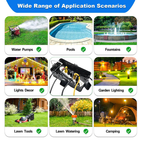 Heavy Duty Outdoor Electrical Box With Six Cable Ports And Ip54 Waterproof Cover used for garden lighting and lawn watering.