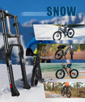 26 Inch Fat Tire Front Suspension Fork For E Bikes And Snow Beach Mountain Bikes, 180mm Travel, shown with usage examples
