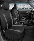 Car interior with Gray Waterproof Neoprene Front Seat Covers for Cars Trucks and SUVs, SpillGuard protects from spills and stains